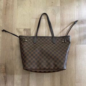 AUTHENTIC Louis Vuitton Neverfull MM Damier Ebene Print No Pouch Good Condition